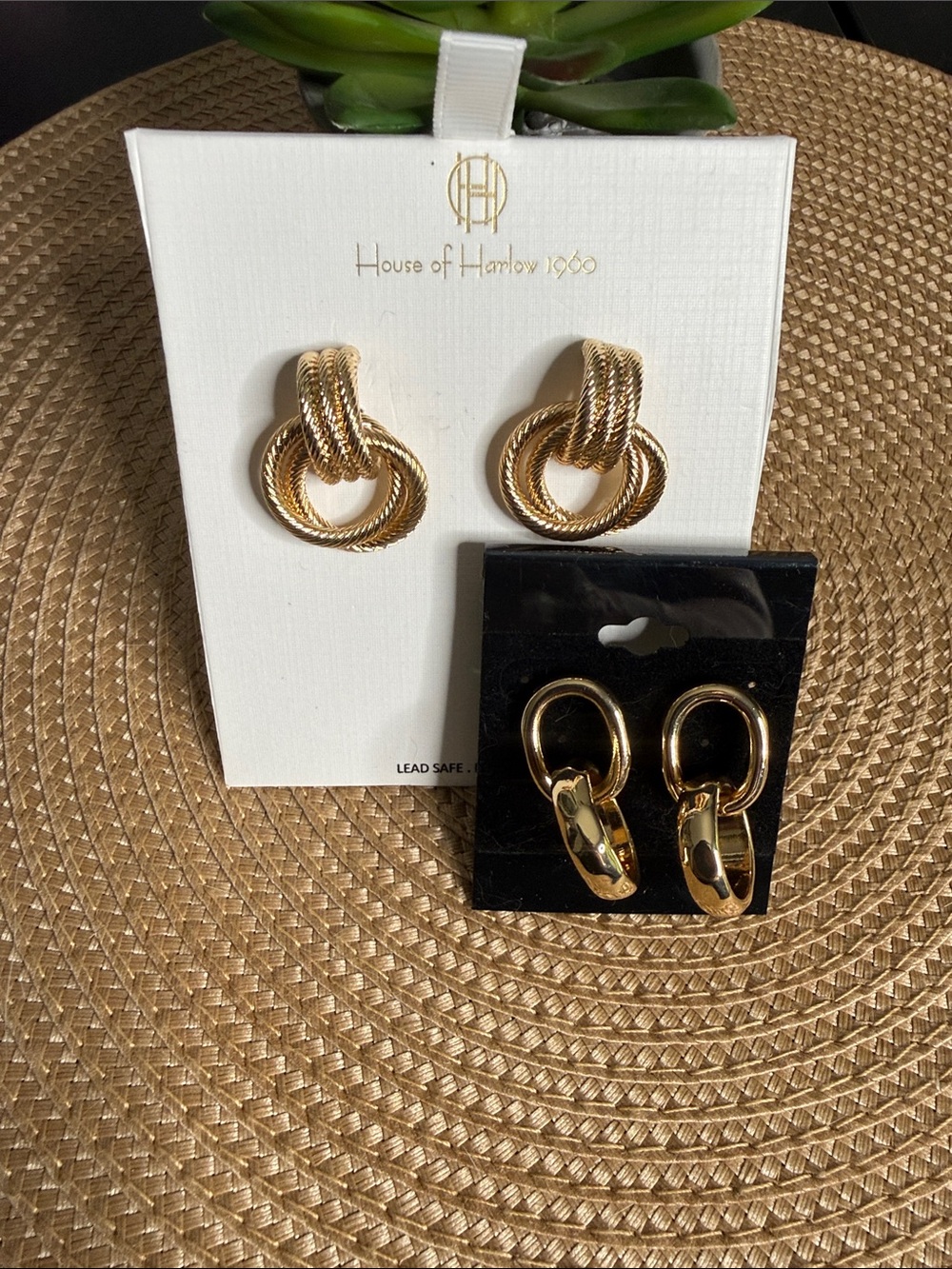 House of Harlow 1960 🔥 Twisted Gold Knot and Link Earring Set